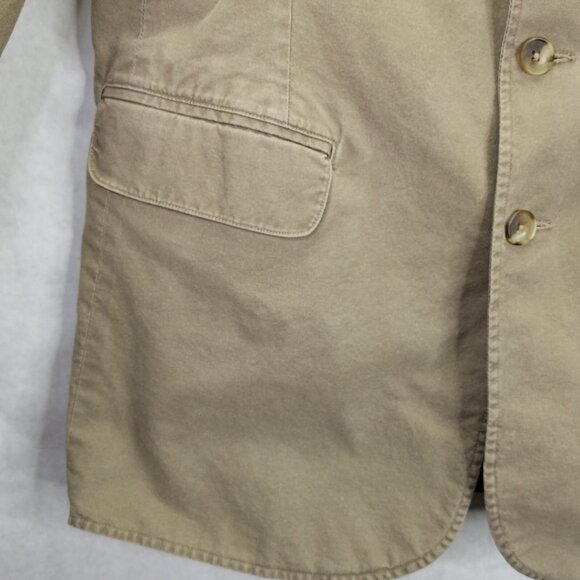 LL Bean Sport Coat Mens 40R Khaki Safari 2 Button Cotton Unlined Blazer Jacket - Picture 6 of 16